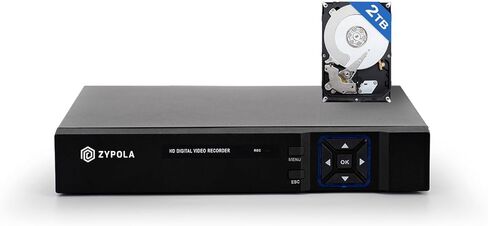 مسجل Zypola® 1080p 16 قناة هجين 5 في 1 CCTV DVR، محرك أقراص ثابتة سعة 2 تيرابايت مثبت مسبقًا، H.265، وصول عن بعد، مخرج HDMI وVGA، يدعم كاميرات CVBS/TVI/AHD/CVI/IP in Kuwait