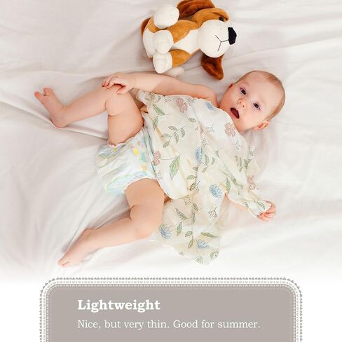 بطانيات قماط من الموسلين العضوي للأطفال من Moonybaby للأولاد والبنات، ناعمة ومسامية وصديقة للبشرة بمقاس كبير جدًا (47 × 47 بوصة)، عبوة واحدة، زهرة in Kuwait