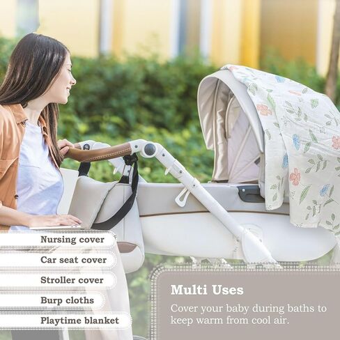 بطانيات قماط من الموسلين العضوي للأطفال من Moonybaby للأولاد والبنات، ناعمة ومسامية وصديقة للبشرة بمقاس كبير جدًا (47 × 47 بوصة)، عبوة واحدة، زهرة in Kuwait