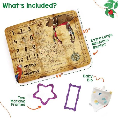 Little Pirates Treasure Hunt Theme Baby Monthly Milestone Blanket Vintage Treasure Map Newborn Adventure Game Photo Props Mom Gift Baby Shower Party Banner Personalized Growth Chart Blanket in Kuwait