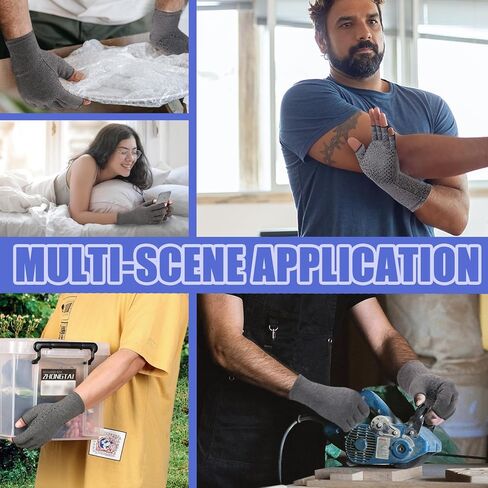 قفازات ضغط DRNAIETY - قفازات التهاب المفاصل للرجال والنساء لآلام اليد، والروماتويد، والتورم، وألم النفق الرسغي، والتهاب الأوتار، ومضادة للانزلاق بدون أصابع لكتابة العمل اليومي (M، كاكي) in Kuwait