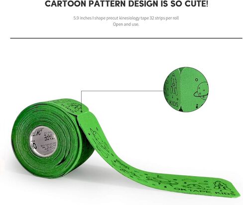 OK TAPE Kinesiology Tape Precut - Kids I Shape for Kid&Teenage, 5.9 Inches 32 Strips, Green & Orange / XTreme Y Shape for Football，Swimming, Basketball，Tennis，Gym Workout All Intense Exercise Sports 10 Inches 20 Strips, Black, 1 roll in Kuwait
