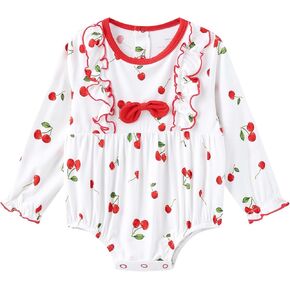 Baby Girls Long Sleeve Bodysuits Cute Ruffles Bodysuit Soft Infants Jumpsuits Toddlers Girls Outfit