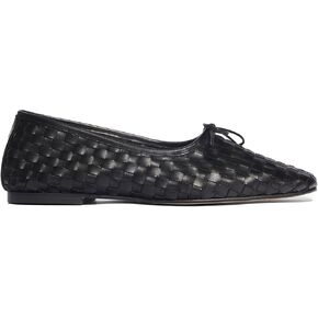 Woven Ballet Flats for Women Bow Square Toe Ballerina Shoes