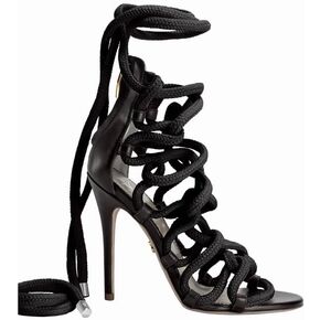 MissHeel Thick Rope Heels Lace Up Stiletto Sandals with Zipper