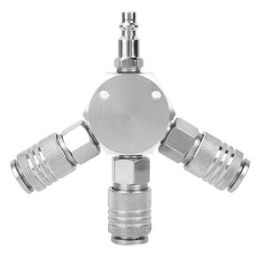 1/4 F-NPT 3 Ways Air Hose Manifold Quick Coupler, Pneumatic Adapter Splitter Quick Fittings Connector