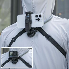 SOH Neck Phone Mount, POV/Vlog Magnetic Neck Mount for Recording, Handsfree Phone Neck Holder with Anti-Shake Chest Strap Video Recording for iPhone Android Phones, and Action Cameras