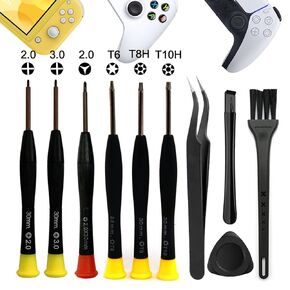 Cleaning Repair Tool Kit for Playstation PS Xbox Switch Controller and Console, Crossed Screwdriver PH00(+2.0) PH0(+3.0) and Y2.0, Torx Security Screwdriver Set T6 T8H T10H, Tweezer,Crowbar(Kit-10pcs)