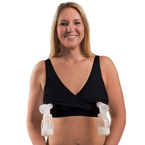Rumina Relaxed Nursing Bra with a Built-in Hands-Free Pumping Bra - L Off-Black