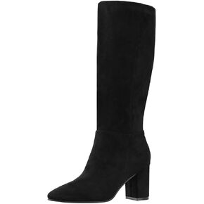 Shoe'N Tale Knee High Boots for Women Chunky Block Heel Fall Winter Pointed Toe Boots with Side Zipper
