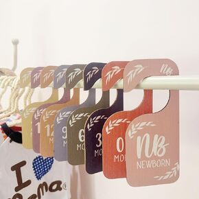 Baby Closet Dividers 8PCS Wooden Baby Clothes Dividers for Closet Double-Sided Hangers Size Closet Organizer Dividers for Newborn to 24 Months Baby Shower Gifts Nursery Closet Decor