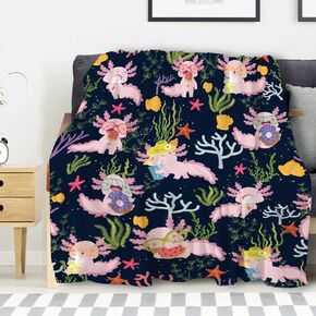Avalokitesvara Axolotl Blanket Gifts, Super Soft Axolotl Stuff for Bedding Couch Sofa,40 X 30 Inch for Baby Girl Blanket, Pink Axolotl Plush Blanket