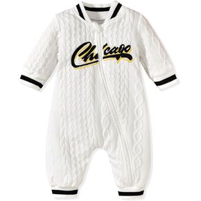 Unutiylo Baby Boy Romper Long Sleeve Football Bodysuit Jumpsuit Zipper One Piece Outfit Clothes Fall Winter