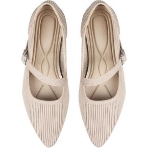 Mary Jane Flats for Women Dressy Pointed Toe Knit Flats Comfortable Ballet Flats Shoes