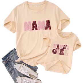 Mommy and Me Matching Shirt Glitter Sequin Mama's Girl T Shirt Mother and Daughter Short Sleeve Gifts Tee Tops in Kuwait