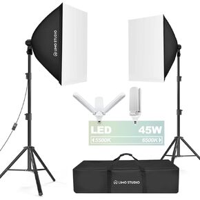 LimoStudio (LED Super Bright) 2600W Output Photo Studio Umbrella Continuous Lighting Kit, 6500K Neutral Day Light, 9200 Lumen, CRI>95, White Soft Umbrella Diffuser & Black, Silver Reflector, AGG3429