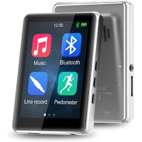 64GB Mp3 Player with Bluetooth 5.3, 2.8" Full Touch Screen Music Player, Music Player with Built-in HD Speaker, with FM Radio, Pedometer, Support Recording, Black