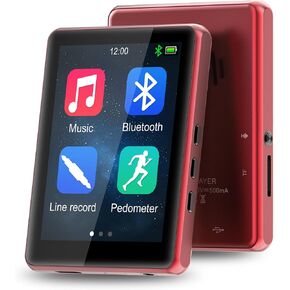 64GB Mp3 Player with Bluetooth 5.3, 2.8" Full Touch Screen Music Player, Music Player with Built-in HD Speaker, with FM Radio, Pedometer, Support Recording, Black