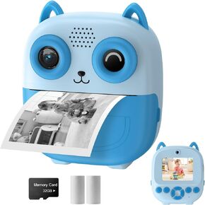 Kids Camera Instant Print, Multifunctional Toddler Camera with Photo Printing Instantly, 2.4 Inch HD Screen Digital Camera for Kids,Christmas Birthday Gifts for 3-12 Year Old Girls(Blue)