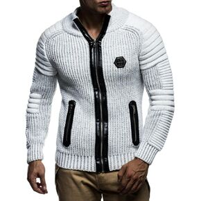 Leif Nelson Men's Zip Up Knitted Cardigan LN5175
