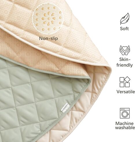 Konssy Portable Baby Play Mat, Soft and Foldable Baby Mat for Floor, Non-Slip & Washable Tummy Time Playmat for Baby Boy or Girl, 47" Diameter Baby Crawling Mat for Indoor Outdoor in Saudi Arabia