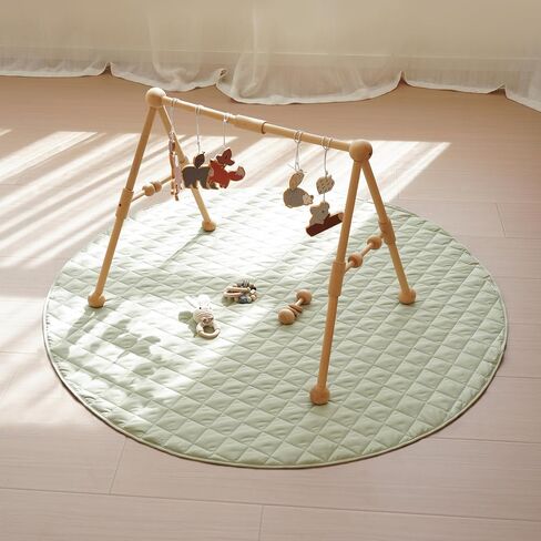 Konssy Portable Baby Play Mat, Soft and Foldable Baby Mat for Floor, Non-Slip & Washable Tummy Time Playmat for Baby Boy or Girl, 47" Diameter Baby Crawling Mat for Indoor Outdoor in Saudi Arabia