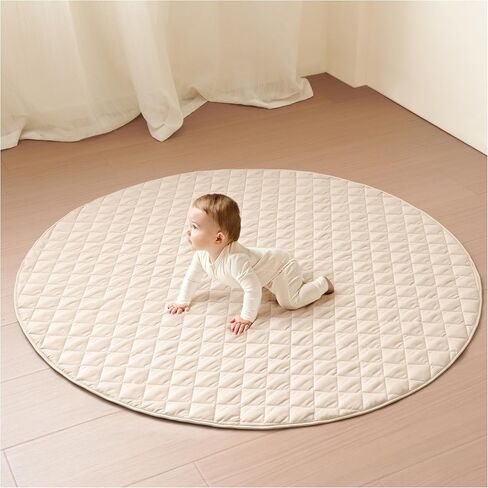 سجادة لعب الأطفال المحمولة من كونسي، سجادة أطفال ناعمة وقابلة للطي للأرضية، سجادة لعب وقت البطن غير قابلة للانزلاق وقابلة للغسل للطفل الصبي أو الفتاة، سجادة زحف للأطفال بقطر 47 بوصة للاستخدام الداخلي والخارجي in Kuwait