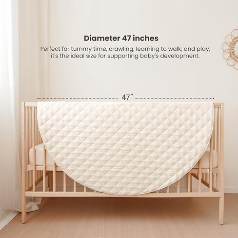 سجادة لعب الأطفال المحمولة من كونسي، سجادة أطفال ناعمة وقابلة للطي للأرضية، سجادة لعب وقت البطن غير قابلة للانزلاق وقابلة للغسل للطفل الصبي أو الفتاة، سجادة زحف للأطفال بقطر 47 بوصة للاستخدام الداخلي والخارجي in Kuwait