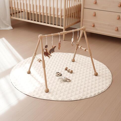 سجادة لعب الأطفال المحمولة من كونسي، سجادة أطفال ناعمة وقابلة للطي للأرضية، سجادة لعب وقت البطن غير قابلة للانزلاق وقابلة للغسل للطفل الصبي أو الفتاة، سجادة زحف للأطفال بقطر 47 بوصة للاستخدام الداخلي والخارجي in Kuwait