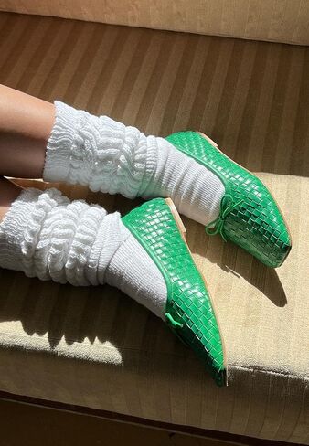 Woven Ballet Flats for Women Bow Square Toe Ballerina Shoes in Saudi Arabia
