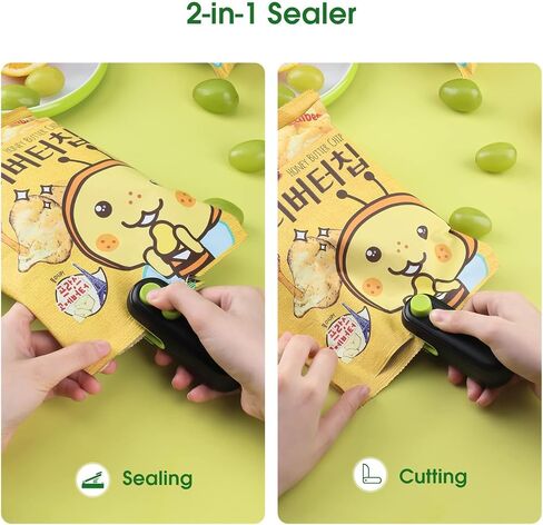 Mini Bag Sealer, Handheld Heat Bag Sealer with Cutter for Chips, USB Rechargeable Plastic Resealer, Portable Heat Seal Vacuum Sealing Machine for Food Snacks Storage Pack of 2 in Saudi Arabia