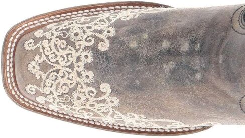 CORRAL LADIE'S BROWN CRATER BONE EMBROIDERY SQ. TOE, LEATHER WITH RUBBER INSERT SOLE, WESTERN A2663 in Saudi Arabia