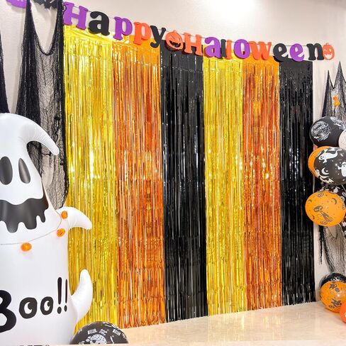 4 Pack Large Rainbow Foil Fringe Curtain-13.2x6.6ft Rainbow Tinsel Streamers Backdrop, Fuller-Effect Colorful Photo Backdrop for Birthday Decorations, Rainbow Party, Back to School, Photo Booth Props in Saudi Arabia