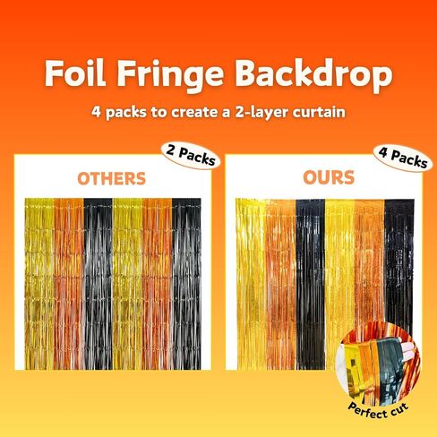 4 Pack Large Rainbow Foil Fringe Curtain-13.2x6.6ft Rainbow Tinsel Streamers Backdrop, Fuller-Effect Colorful Photo Backdrop for Birthday Decorations, Rainbow Party, Back to School, Photo Booth Props in Saudi Arabia