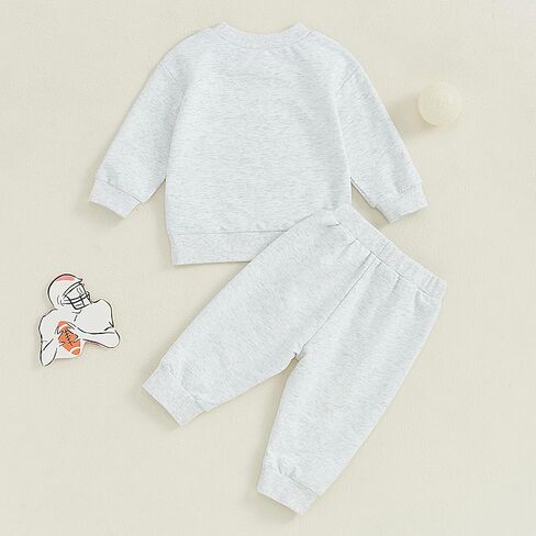 Baby Boys Girls Fall Clothes Football Print Long Sleeve Crew Neck Sweatshirt Elastic Pants 2Pcs Track Suit Outfits in Kuwait