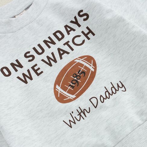 Baby Boys Girls Fall Clothes Football Print Long Sleeve Crew Neck Sweatshirt Elastic Pants 2Pcs Track Suit Outfits in Kuwait