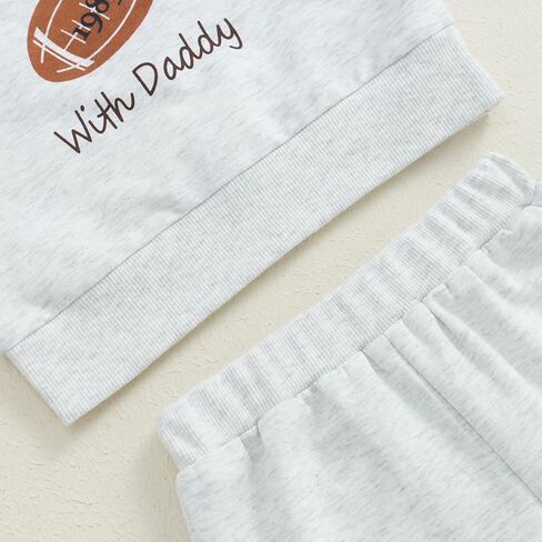 Baby Boys Girls Fall Clothes Football Print Long Sleeve Crew Neck Sweatshirt Elastic Pants 2Pcs Track Suit Outfits in Kuwait