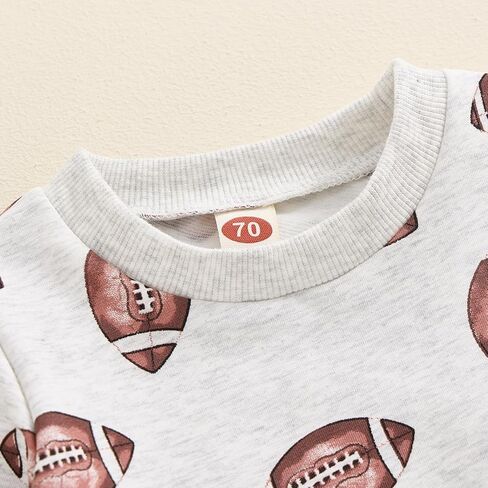 Baby Boys Girls Fall Clothes Football Print Long Sleeve Crew Neck Sweatshirt Elastic Pants 2Pcs Track Suit Outfits in Kuwait