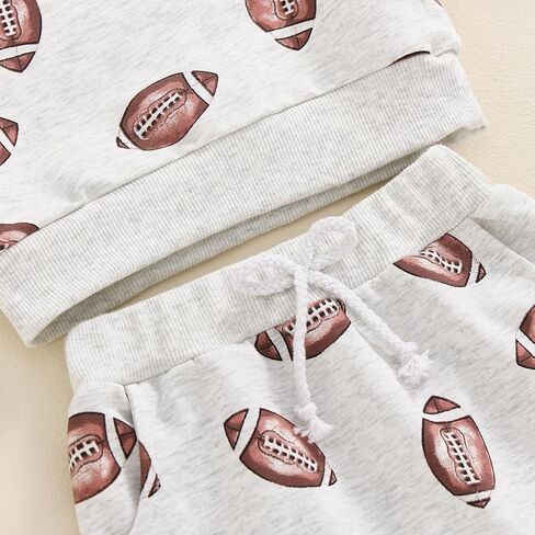 Baby Boys Girls Fall Clothes Football Print Long Sleeve Crew Neck Sweatshirt Elastic Pants 2Pcs Track Suit Outfits in Kuwait
