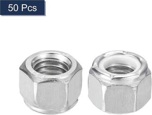uxcell 10Pcs 1/2"-13 Nylon Insert Hex Lock Nuts, 316 Stainless Steel Self-Locking Nylon Insert Stop Nut for Industrial Construction Fasteners, Silver&White in Saudi Arabia