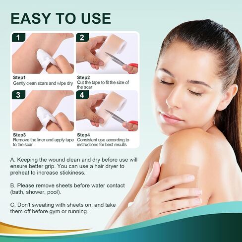Medical Grade Silicone Scar Sheets, Silicone Scar Tape (1.6"x 120"), Professional Scar Removal Treatment, Reusable Silicone Scar Strip in Saudi Arabia