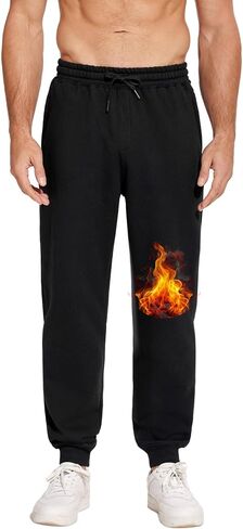 PINSPARK Men's Sweatpants Joggers with Zipper Pockets Fleece Lined Jogger Pants Mens Sweat Pants Gym Workout Jogging Sweats in Saudi Arabia