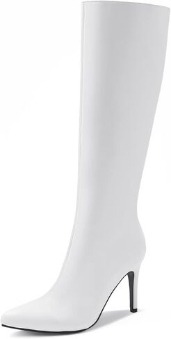 Shoe'N Tale Women's Knee High Boots Pointed Toe Stiletto High Heel Long Boots Side Zipper Tall Boots in Kuwait