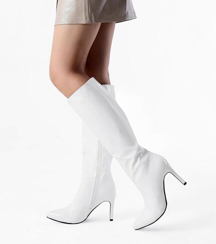 Shoe'N Tale Women's Knee High Boots Pointed Toe Stiletto High Heel Long Boots Side Zipper Tall Boots in Kuwait