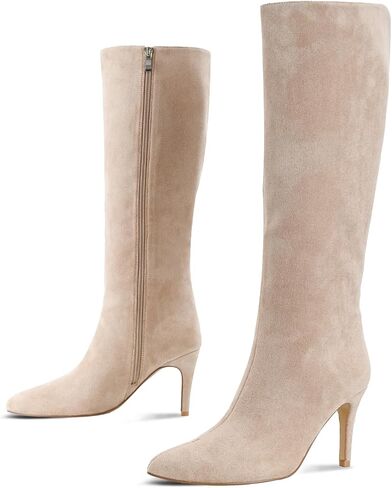 Shoe'N Tale Women's Knee High Boots Pointed Toe Stiletto High Heel Long Boots Side Zipper Tall Boots in Kuwait