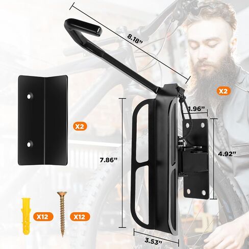 6 Pcs Wall Mount Bike Rack 180 Degrees Swivel Bike Hanger Hooks for Garage Space Saving Sturdy Vertical Bike Hanger Hold up to 50 Lbs Multi Angle Bicycle Storage Rack, Black(6 Pcs) in Saudi Arabia
