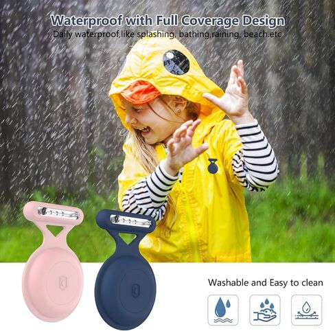 for AirTag Holder Case for Kids Hidden,2 Packs Waterproof Anti-Removal AirTag Case with Pins,Anti-Lost GPS Tracker Case,Item Locator,Item Finder for Child/Kids/Elderly/Clothing-Black+Blue in Saudi Arabia