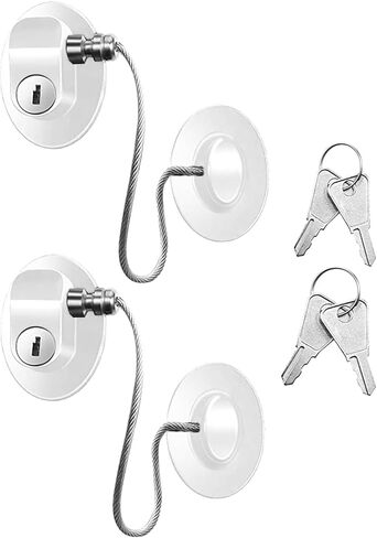 أقفال خزانة مقاومة للأطفال، أقفال خزانة مقاومة للأطفال بمفاتيح، أقفال ثلاجة، أقفال أطفال للأطفال، أقفال خزانة سلامة الأطفال باللون الأبيض، قفل ثلاجة مع لاصق خلفي قوي قطعتين in Kuwait