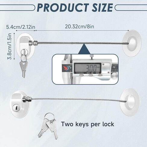 أقفال خزانة مقاومة للأطفال، أقفال خزانة مقاومة للأطفال بمفاتيح، أقفال ثلاجة، أقفال أطفال للأطفال، أقفال خزانة سلامة الأطفال باللون الأبيض، قفل ثلاجة مع لاصق خلفي قوي قطعتين in Kuwait
