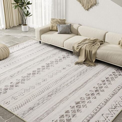 AMOAMI 8x10 Area Rugs for Living Room Rug, Soft Boho Machine Washable Rugs for Bedroom Rug Non Slip Large Living Room Carpet Modern Black Distressed Neutral Rugs for Playroom Office Dining Room Rug in Kuwait